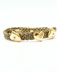 LES AMOURS metallic bracelet ♥ : Metallic ribbon with vermeil hearts.