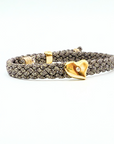 LES AMOURS metallic bracelet ♥ : Metallic ribbon with vermeil hearts.