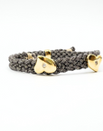 LES AMOURS metallic bracelet ♥ : Metallic ribbon with vermeil hearts.
