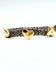 LES AMOURS metallic bracelet ♥ : Metallic ribbon with vermeil hearts.