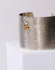 REPTILIA MAXIMA CUFF · SILVER AND NATURAL GEMSTONES