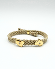 LES AMOURS metallic bracelet ♥ : Metallic ribbon with vermeil hearts.