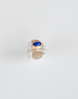 Reptilia earcuff in recycled sterling silver with natural gemstone set in 18k gold, front view