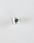 Reptilia silver earcuff with natural gemstone, finish and texture detail.