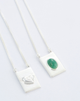 Grace scapular necklace by Carlota Guardia Jewelry from the Be Grateful collection, designed to support a daily gratitude ritual, crafted in recycled sterling silver with natural gemstone.
