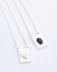 Grace scapular necklace by Carlota Guardia Jewelry from the Be Grateful collection, designed to support a daily gratitude ritual, crafted in recycled sterling silver with natural gemstone.