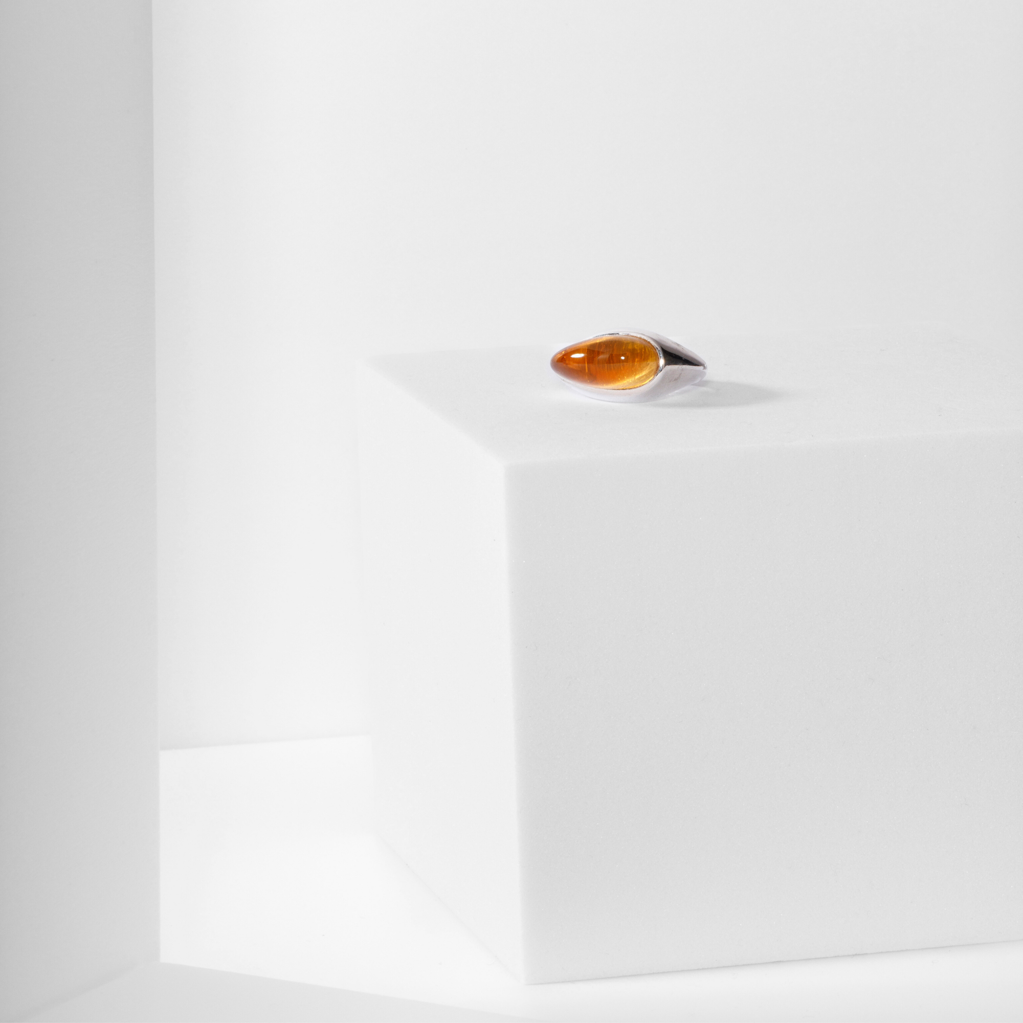 Core Ring in recycled sterling silver with natural stone, Carlota Guardia Jewelry, front view.