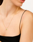 Grace scapular necklace by Carlota Guardia Jewelry from the Be Grateful collection, designed to support a daily gratitude ritual, crafted in recycled gold with a natural gemstone.