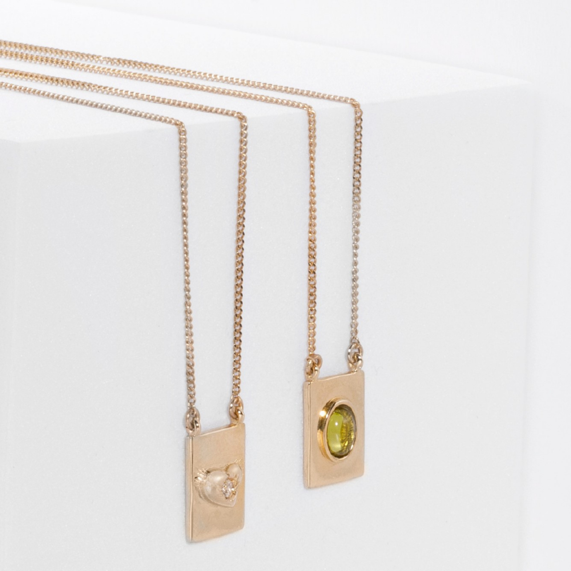 Grace scapular necklace by Carlota Guardia Jewelry from the Be Grateful collection, designed to support a daily gratitude ritual, crafted in recycled gold with natural gemstone.