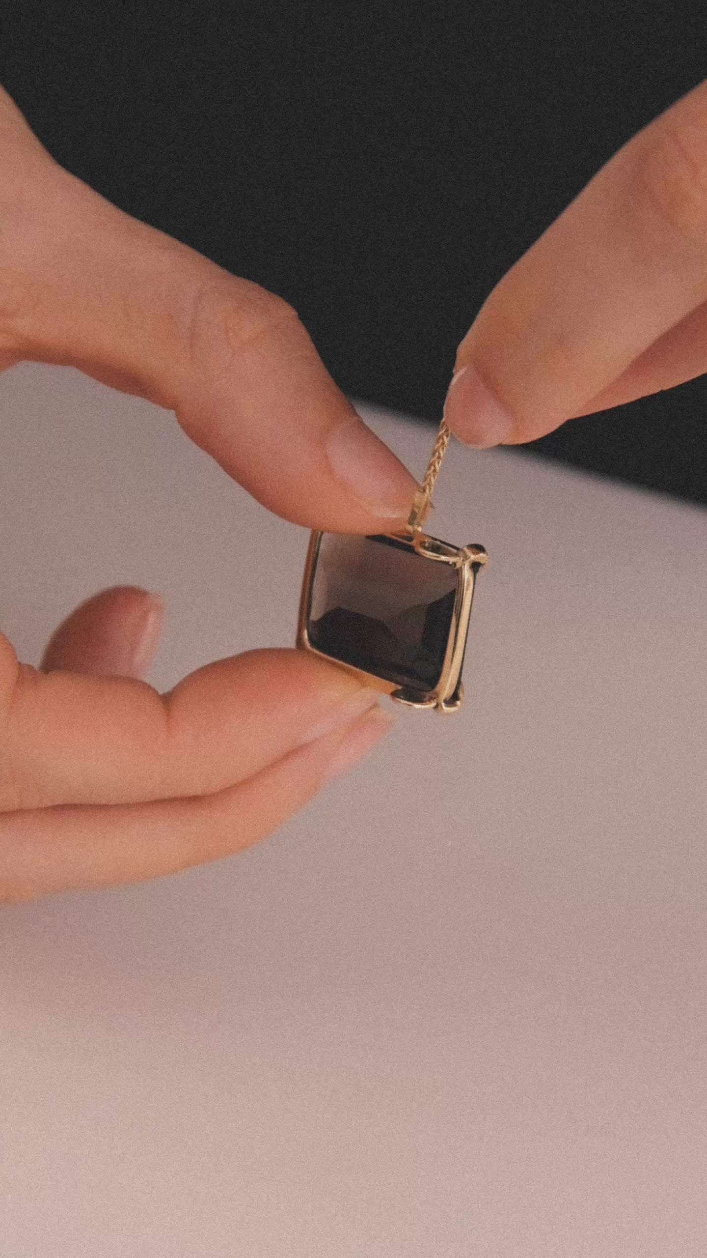 Video showing the versatile design of the Nova Medium gold necklace with natural gemstone from the GEMPOWER collection by Carlota Guardia