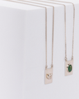 Grace scapular necklace by Carlota Guardia Jewelry from the Be Grateful collection, designed to support a daily gratitude ritual, crafted in recycled sterling silver with natural gemstone.