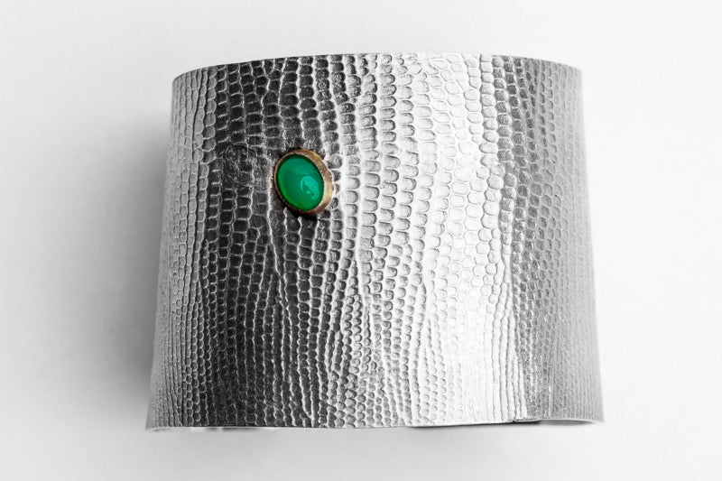 REPTILIA MAXIMA CUFF · SILVER AND NATURAL GEMSTONES