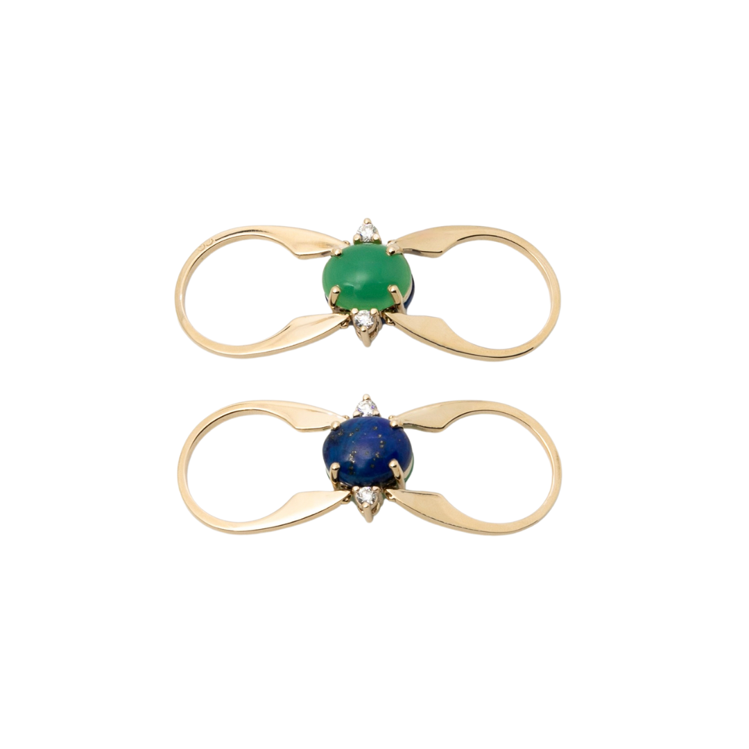 Kinetic ring in gold with diamond and gemstone by Carlota Guardia